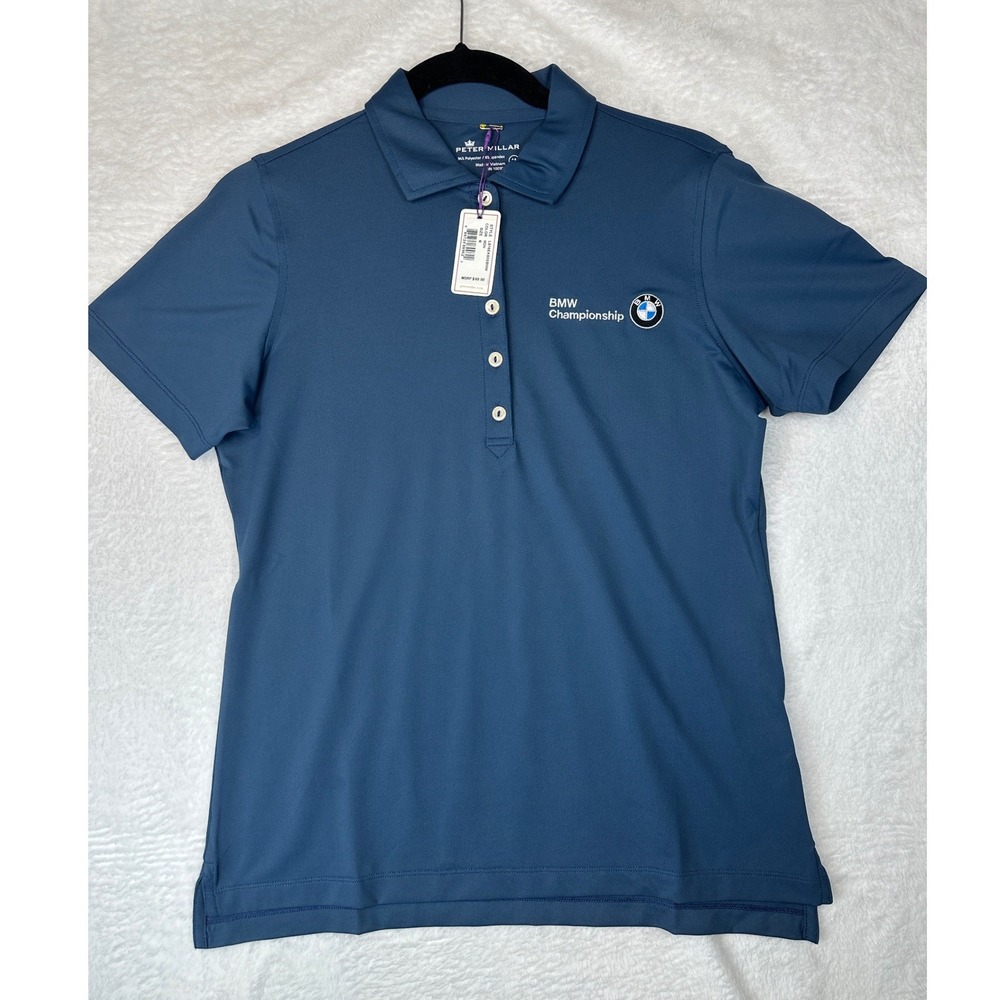 Peter Millar BMW Championship Polo Women Medium Blue NWT Performance Stretch